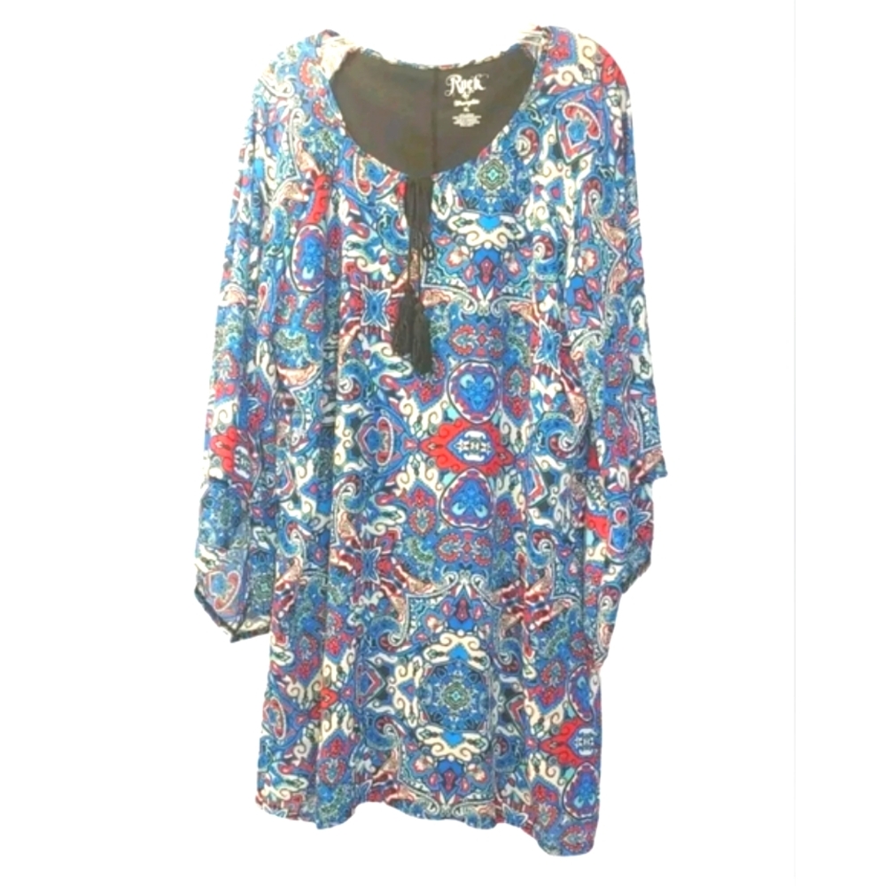 Rock47 Wrangler Mini Dress Woman XL Boho Southwest Western Coastal Cowgirl
